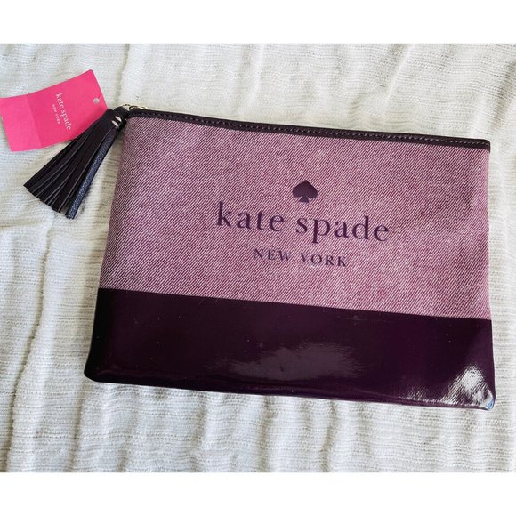 NWT Kate Spade Ash Street Deep Plum Large Tassel Clutch WLRU5328 - Picture 2 of 6